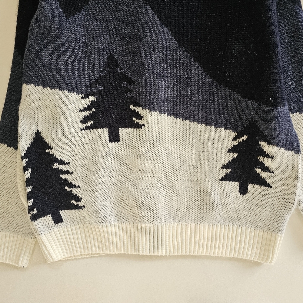 Zara Ski Jacquard Knit Jacket Blue/White Acrylic Knit Sweater Full Zip - Picture 9 of 12